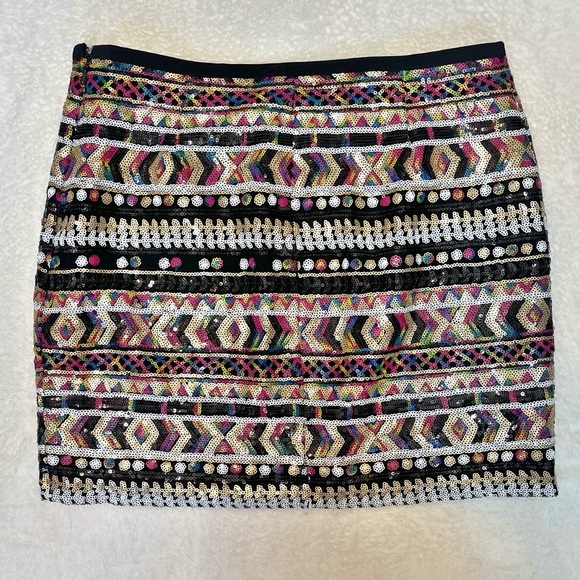 Guess Colorful Sequin Embellished Mini Skirt Festival Event Summer Art to Wear - Picture 3 of 8